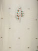 White Floral Printed Raw Silk Straight Cut Salwar Suit - Diadem