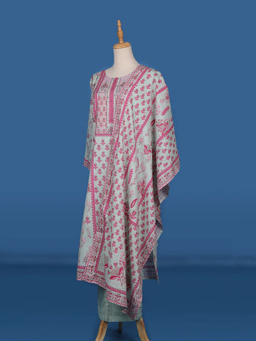White Floral printed Cotton Salwar Suit - Diadem
