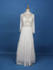 White Sequins And Floral Embroidery Crepe Gown