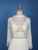 White Sequins And Floral Embroidery Crepe Gown