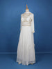 White Sequins And Floral Embroidery Crepe Gown