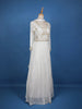 White Sequins And Floral Embroidery Crepe Gown