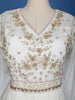 White Sequins And Floral Embroidery Crepe Gown