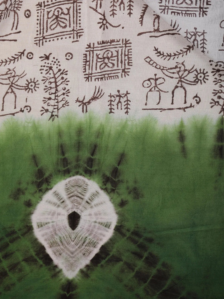 White Warli Designed Cotton Saree - Diadem