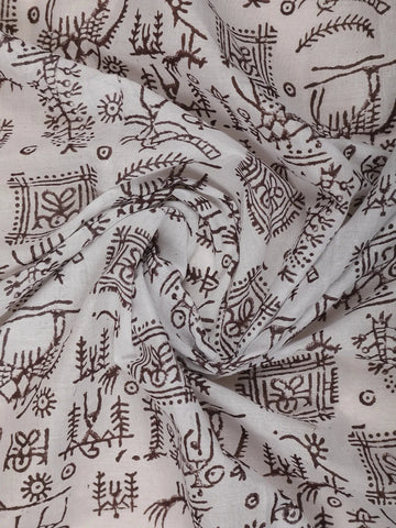 White Warli Designed Cotton Saree - Diadem