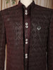 Wine Abstract Design Velvet Indo-Western Sherwani