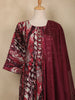 Wine Abstract Printed Cotton Salwar Suit With Dupatta