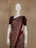 Wine Ajrakh Print Mul Mul Cotton Saree