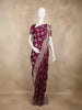 Wine Banarasi Saree with Floral Design And Designer Border