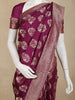 Wine Banarasi Saree with Floral Design And Designer Border
