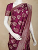 Wine Banarasi Saree with Floral Design And Designer Border