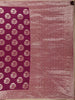 Wine Banarasi Saree with Floral Design And Designer Border