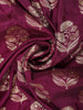 Wine Banarasi Saree with Floral Design And Designer Border