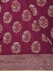Wine Banarasi Saree with Floral Design And Designer Border