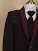 Wine Beads Embroidered Kids Party Wear Polyester Suit Set