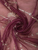 Wine Berry Maroon Floral Sequins Embroidered Design Organza Designer Saree