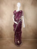 Wine Berry Maroon Floral Sequins Embroidered Design Organza Designer Saree