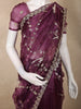 Wine Berry Maroon Floral Sequins Embroidered Design Organza Designer Saree