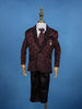 Wine Black Floral Design Kids Party Wear Linen Suit Set