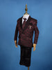 Wine Black Floral Design Kids Party Wear Linen Suit Set