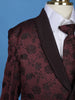 Wine Black Floral Design Kids Party Wear Linen Suit Set