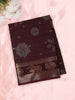 Wine Burgundy Geometric Woven Design Semi Silk Saree with Animal Motif  Border