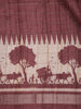 Wine Checked Design Semi Tussar Silk Saree