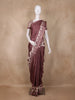 Wine Checked Design Semi Tussar Silk Saree