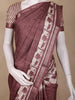 Wine Checked Design Semi Tussar Silk Saree