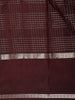 Wine Checked Zari Woven Design Kanchipuram Silk Saree with Silver Zari Border