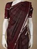 Wine Checked Zari Woven Design Kanchipuram Silk Saree with Silver Zari Border