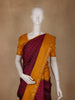 Wine Checks Woven Pure Kanchipuram Silk Saree