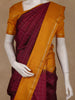 Wine Checks Woven Pure Kanchipuram Silk Saree
