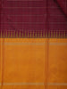 Wine Checks Woven Pure Kanchipuram Silk Saree