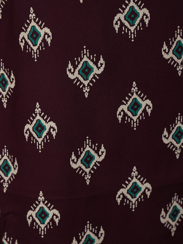 Wine Diamond Design Print Rayon Kurti - Diadem