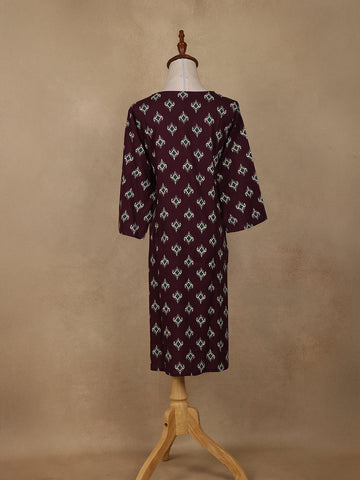 Wine Diamond Design Print Rayon Kurti - Diadem