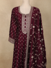 Wine Dotted and Floral Embroidered Design Georgette Gown with Dupatta