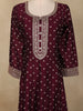 Wine Dotted and Floral Embroidered Design Georgette Gown with Dupatta