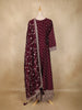 Wine Dotted and Floral Embroidered Design Georgette Gown with Dupatta