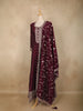 Wine Dotted and Floral Embroidered Design Georgette Gown with Dupatta
