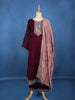 Wine Embellished Design Georgette Salwar Suit