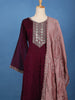 Wine Embellished Design Georgette Salwar Suit