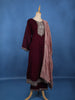 Wine Embellished Design Georgette Salwar Suit