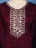 Wine Embellished Design Georgette Salwar Suit