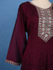 Wine Embellished Design Georgette Salwar Suit