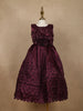Wine Embellished Design Satin Kids Gown with 3D Rose Appliqué