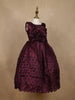 Wine Embellished Design Satin Kids Gown with 3D Rose Appliqué