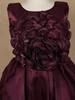 Wine Embellished Design Satin Kids Gown with 3D Rose Appliqué