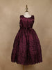Wine Embellished Design Satin Kids Gown with 3D Rose Appliqué