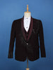 Wine Embellished Satin Men's Suit with Leaf Sequin Work - Diadem